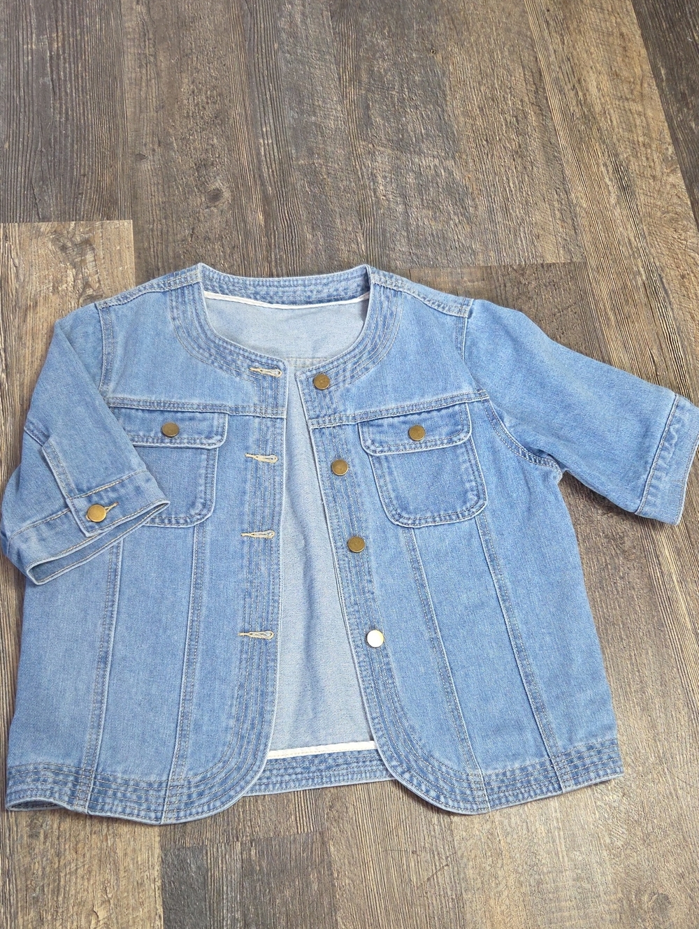 Light Blue Denim Jacket with Button Front - Women's Jean Jacket